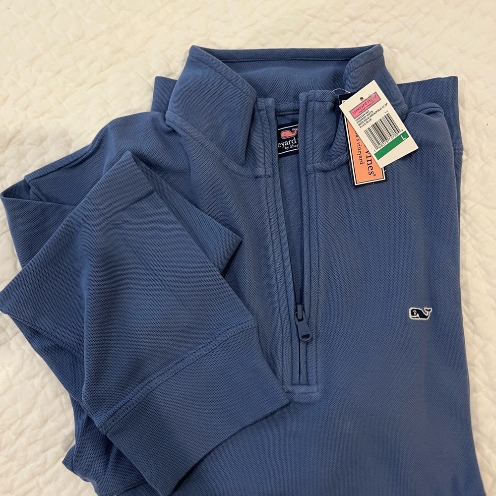 Men’s Vineyard Vines Blue Quarter-Zip Pullover Slate Blue size Large NWT